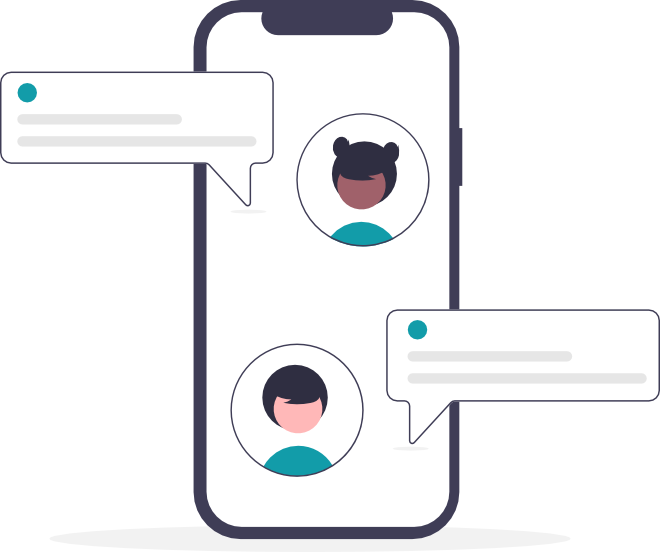Illustration eines Smartphone mit Chatverlauf
