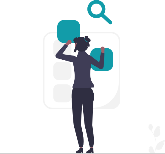 Illustration einer Person die etwas sucht.